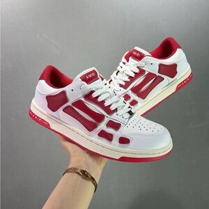 AMIRI Red and White Leather Sneakers